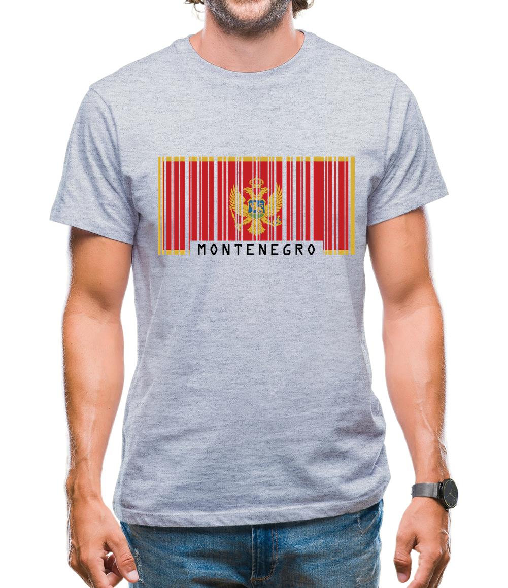 Montenegro Barcode Style Flag Mens T-Shirt