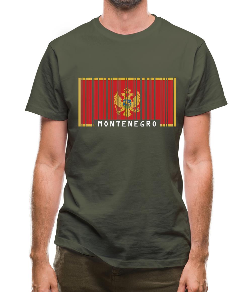 Montenegro Barcode Style Flag Mens T-Shirt
