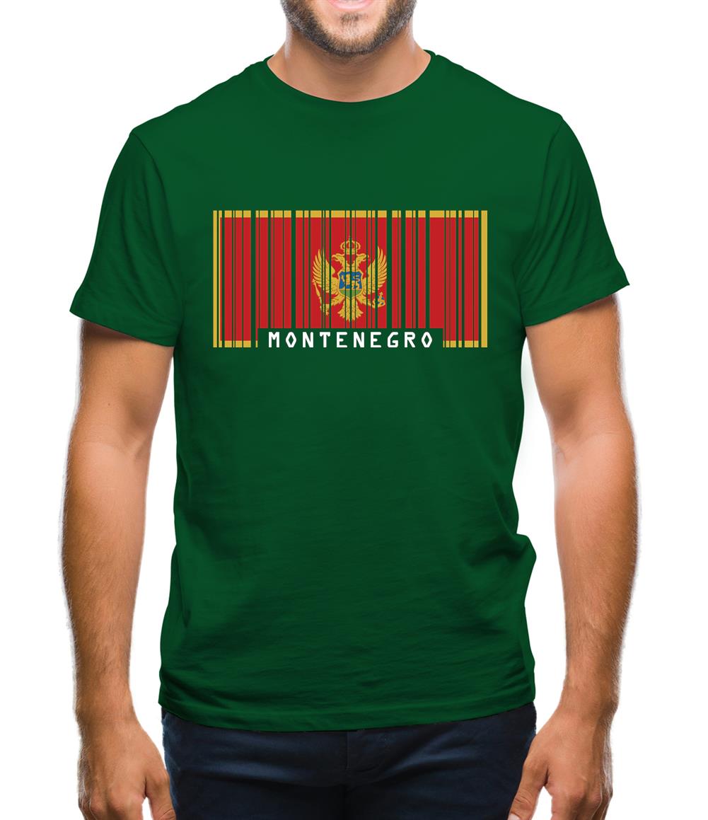 Montenegro Barcode Style Flag Mens T-Shirt
