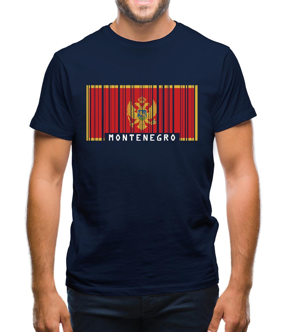 Montenegro Barcode Style Flag Mens T-Shirt