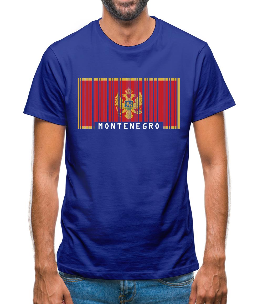 Montenegro Barcode Style Flag Mens T-Shirt