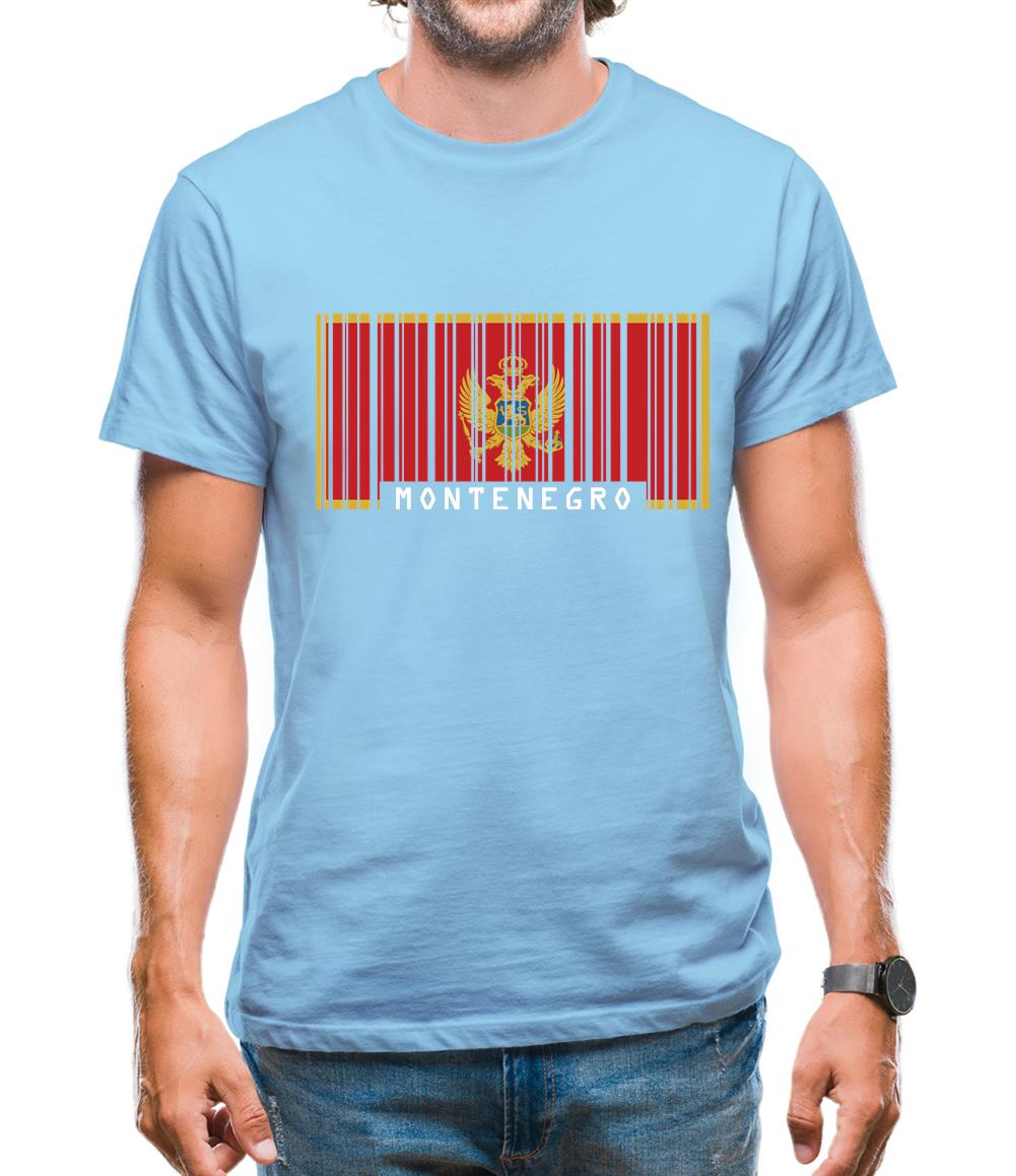 Montenegro Barcode Style Flag Mens T-Shirt