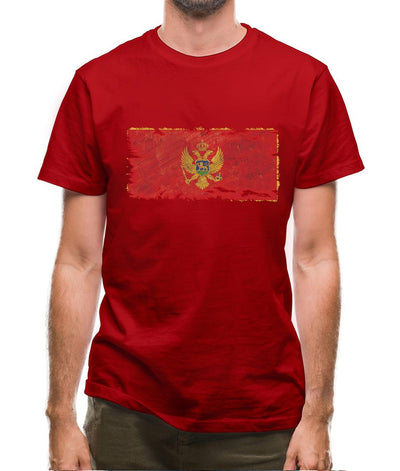 Montenegro Grunge Style Flag Mens T-Shirt