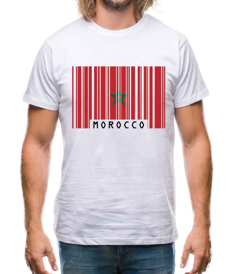 Morocco Barcode Style Flag Mens T-Shirt
