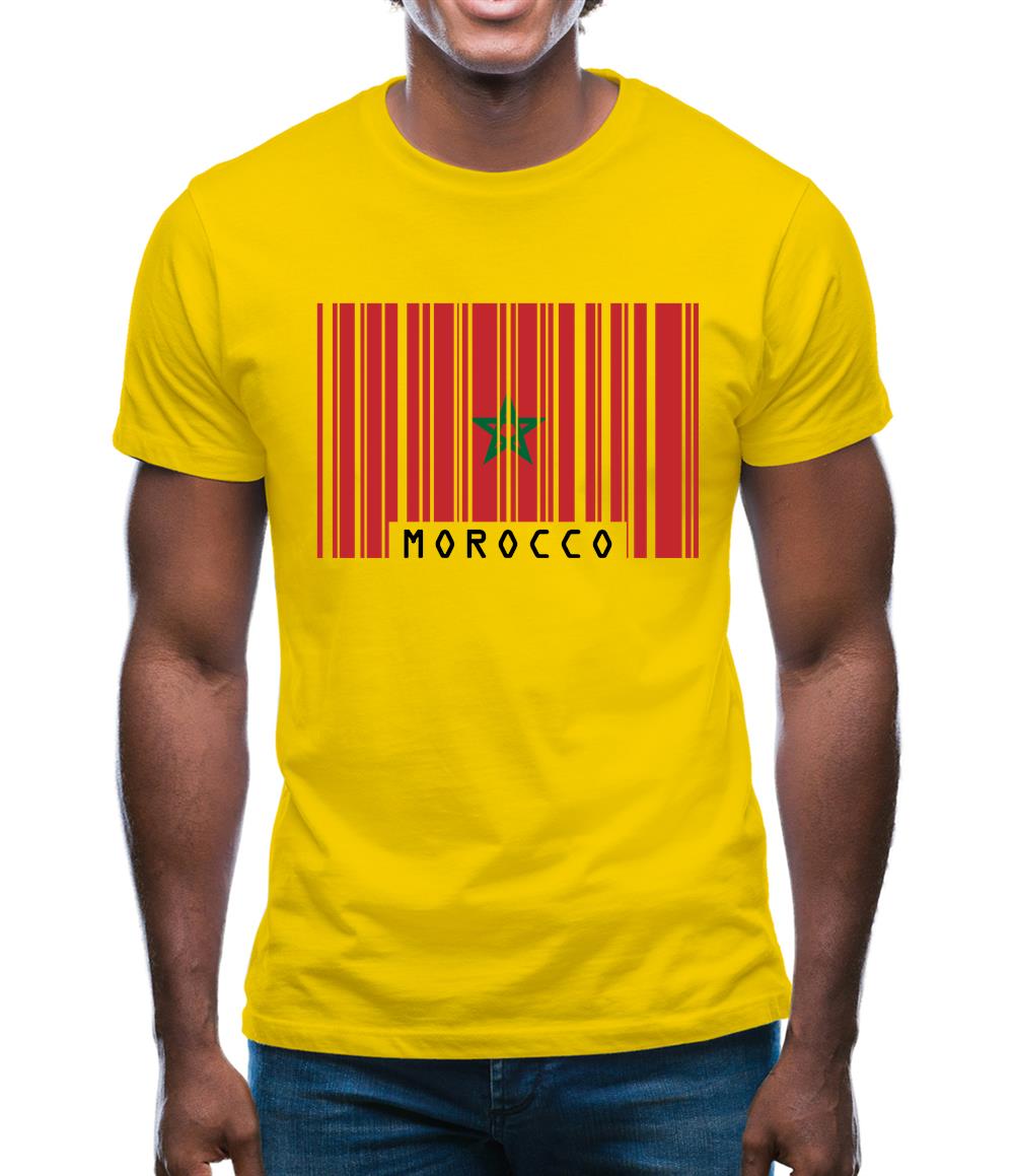 Morocco Barcode Style Flag Mens T-Shirt