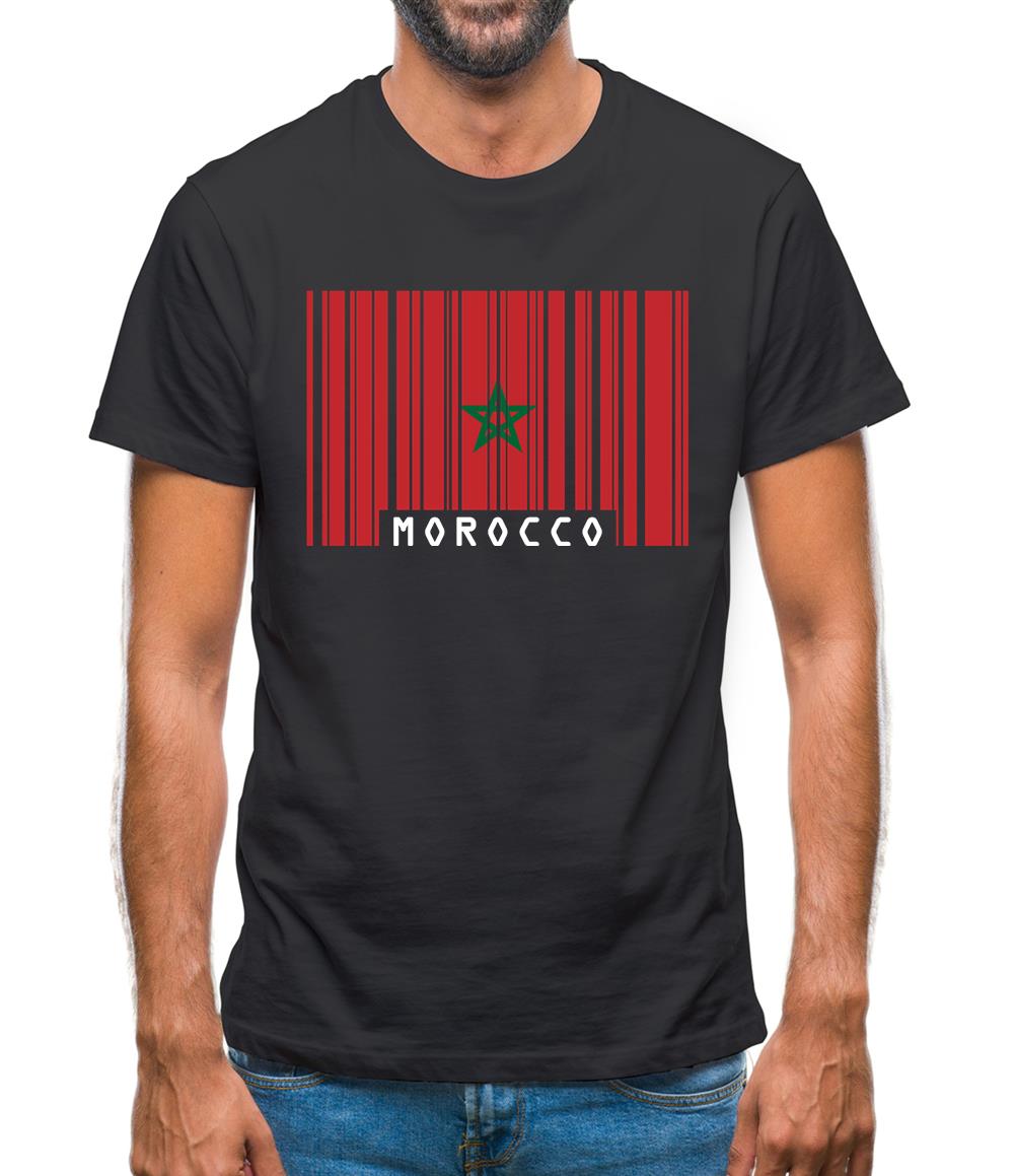 Morocco Barcode Style Flag Mens T-Shirt