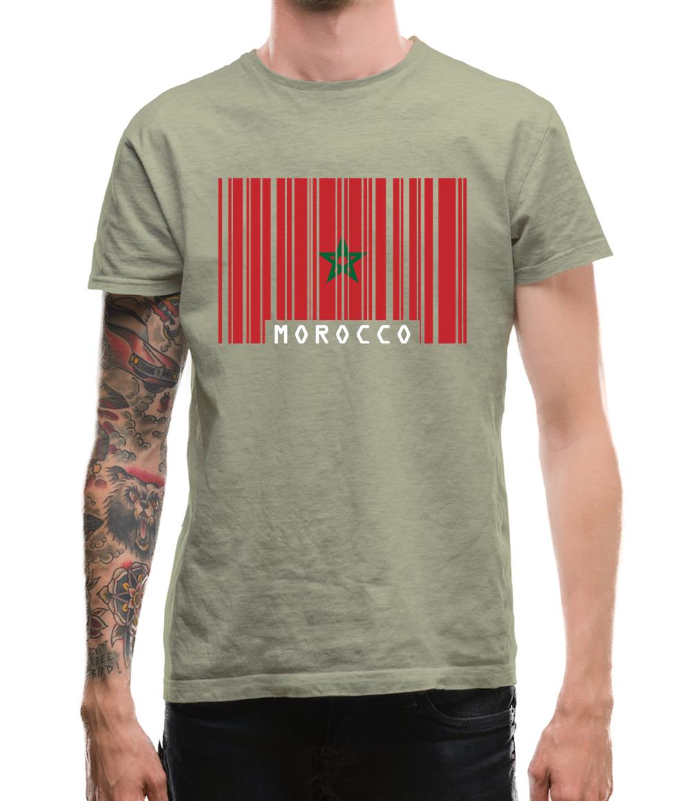 Morocco Barcode Style Flag Mens T-Shirt