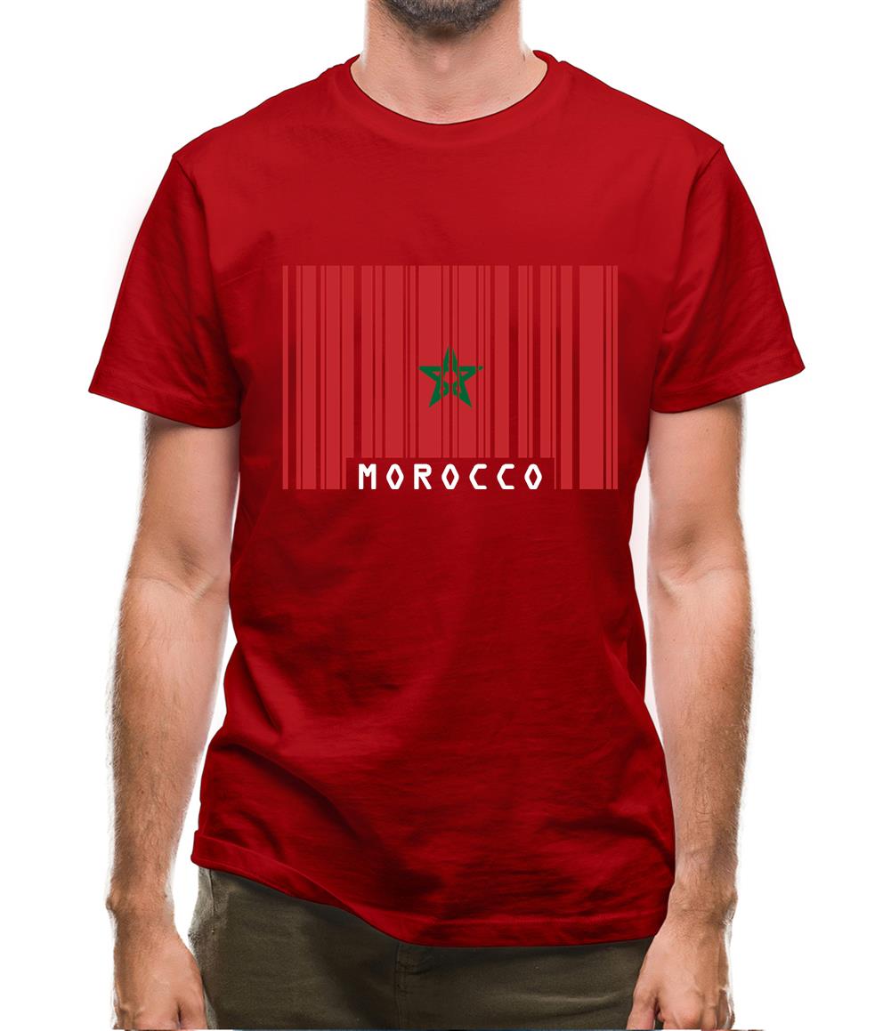 Morocco Barcode Style Flag Mens T-Shirt