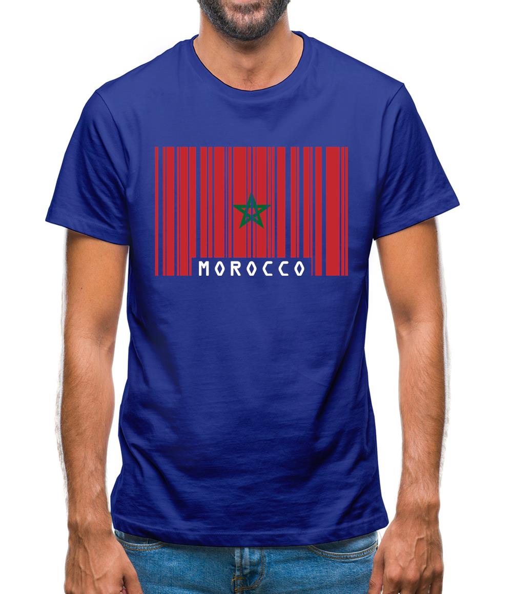 Morocco Barcode Style Flag Mens T-Shirt