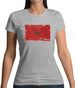 Morocco Grunge Style Flag Womens T-Shirt