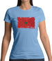 Morocco Grunge Style Flag Womens T-Shirt