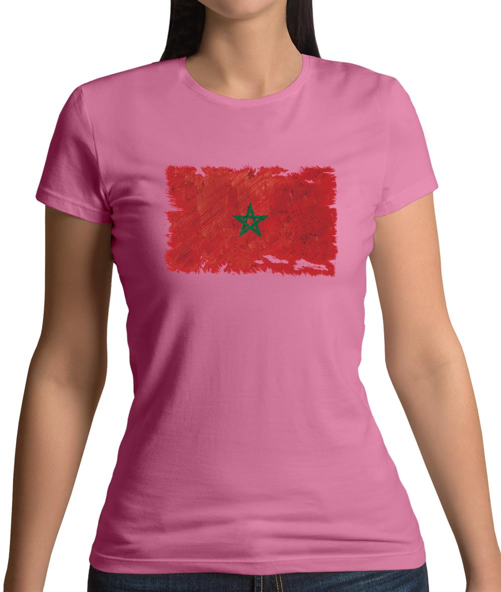 Morocco Grunge Style Flag Womens T-Shirt
