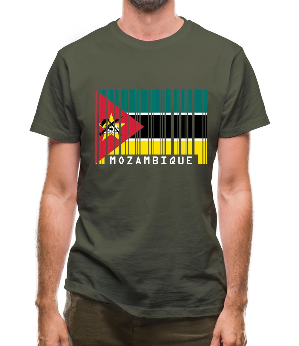 Mozambique Barcode Style Flag Mens T-Shirt