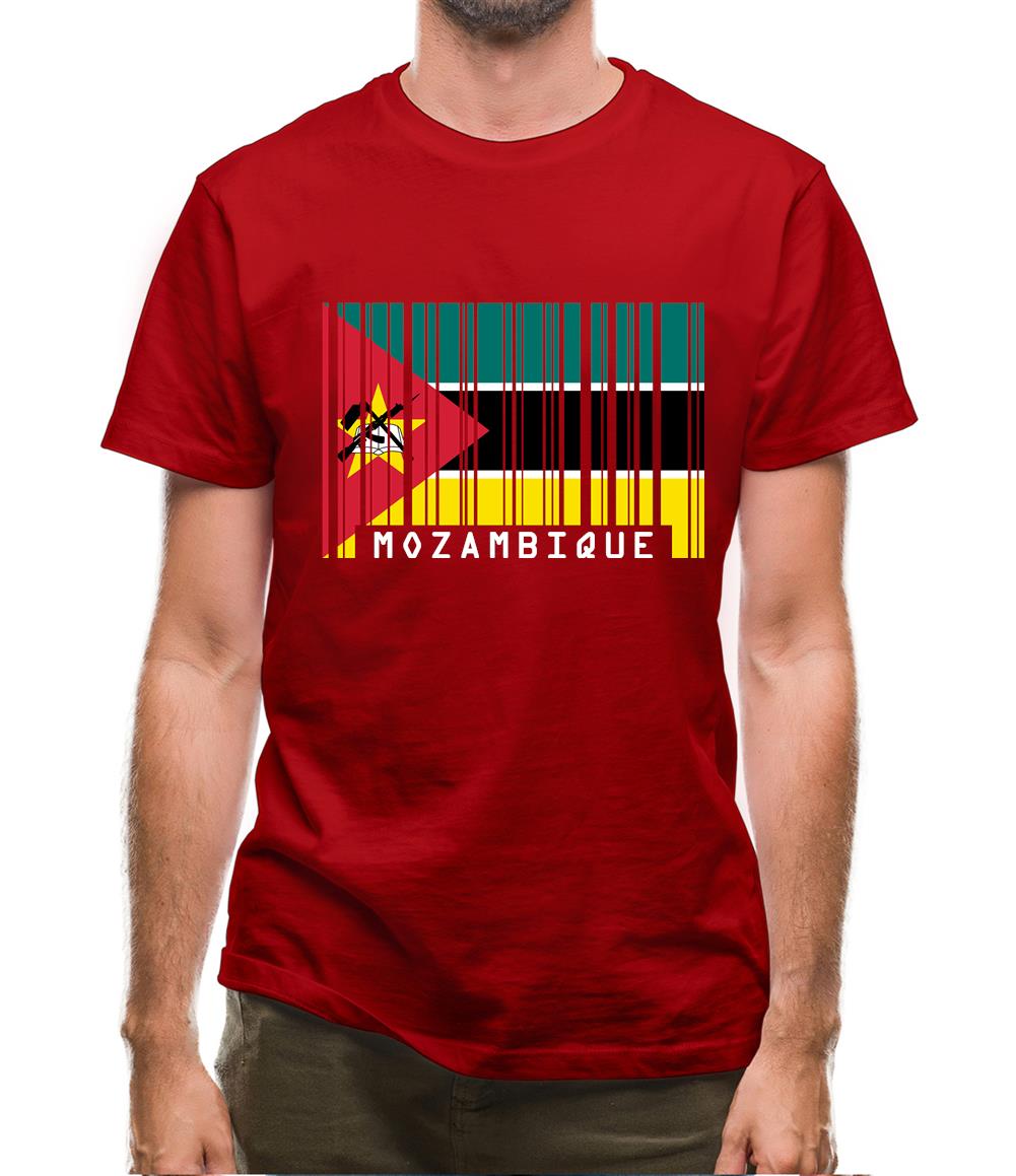 Mozambique Barcode Style Flag Mens T-Shirt