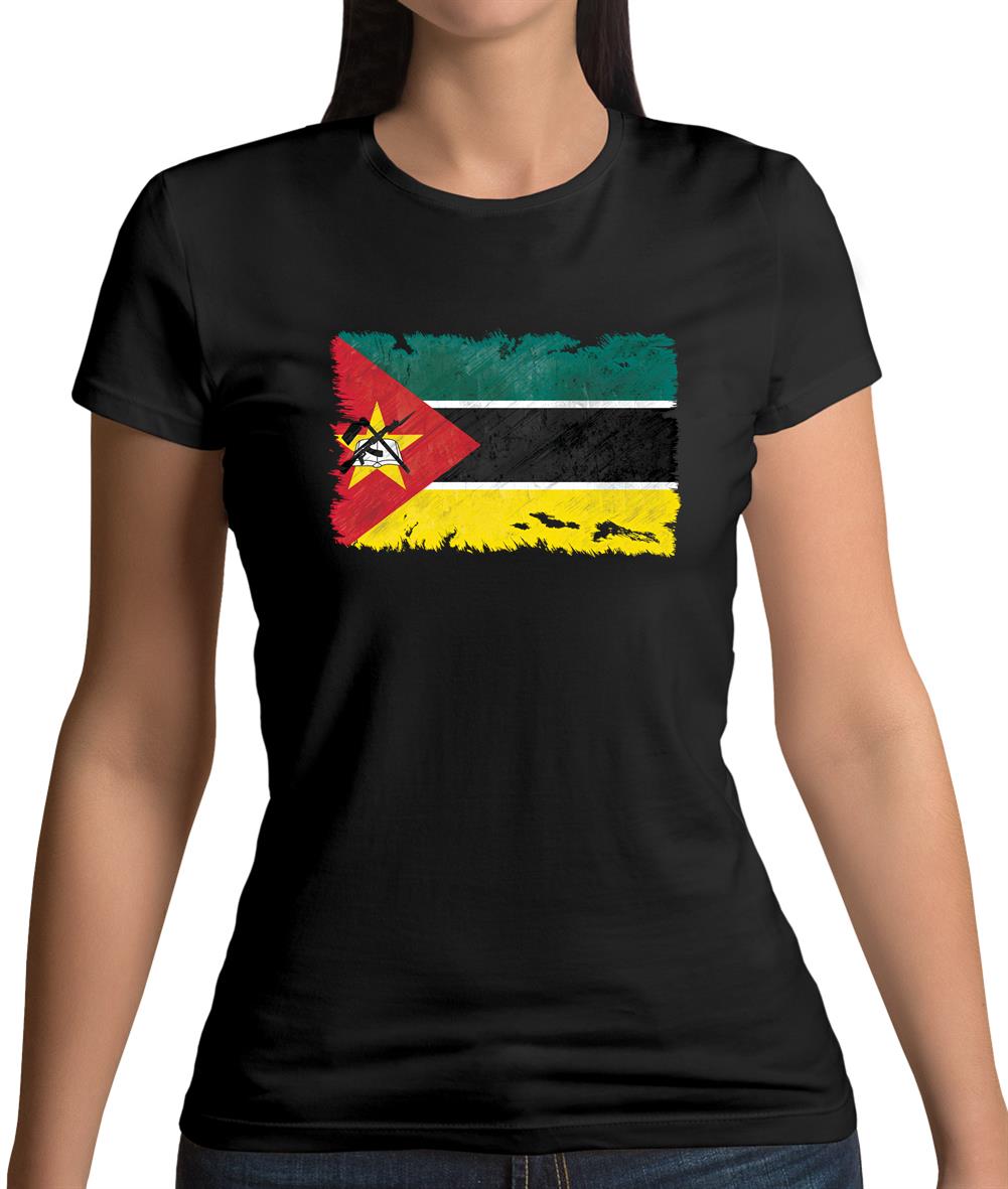 Mozambique Grunge Style Flag Womens T-Shirt