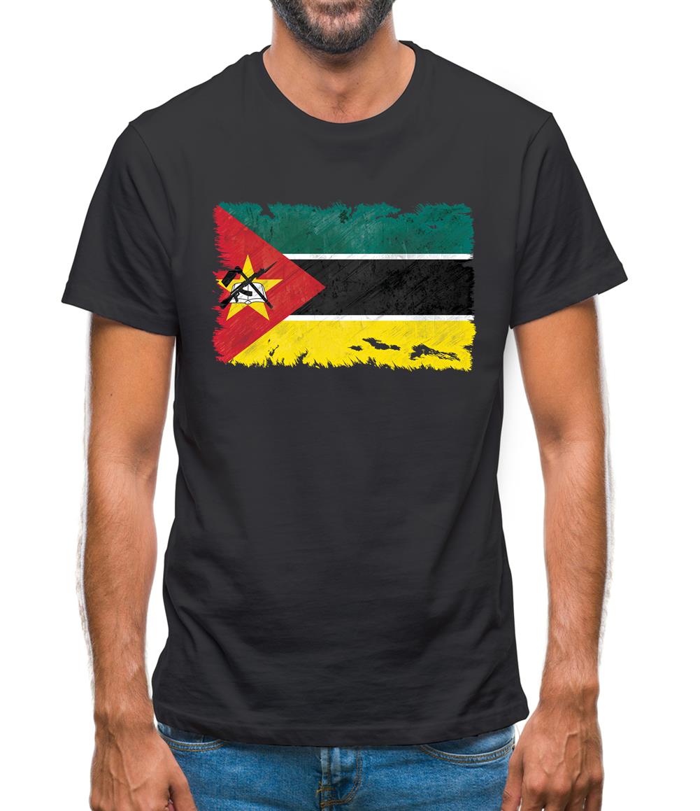 Mozambique Grunge Style Flag Mens T-Shirt