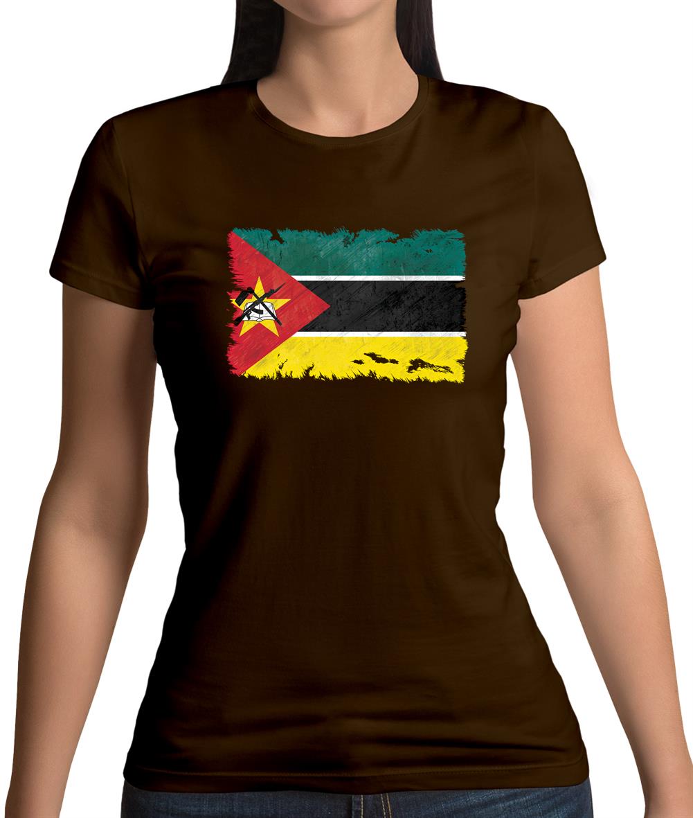 Mozambique Grunge Style Flag Womens T-Shirt