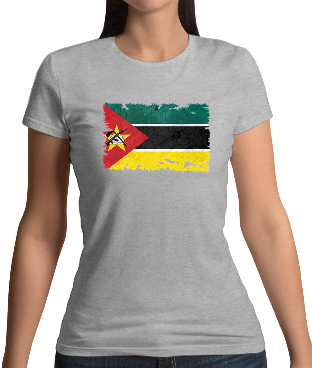 Mozambique Grunge Style Flag Womens T-Shirt