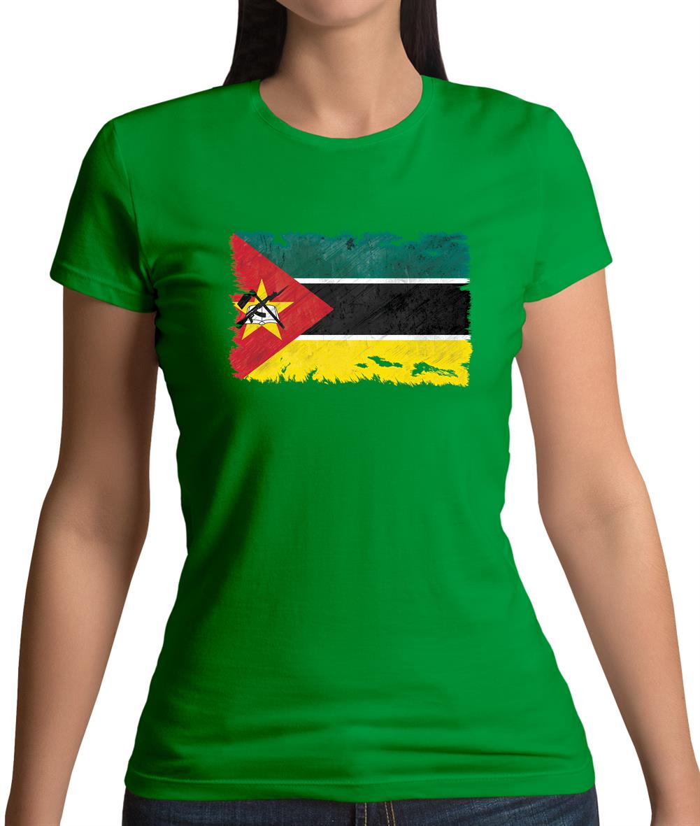 Mozambique Grunge Style Flag Womens T-Shirt