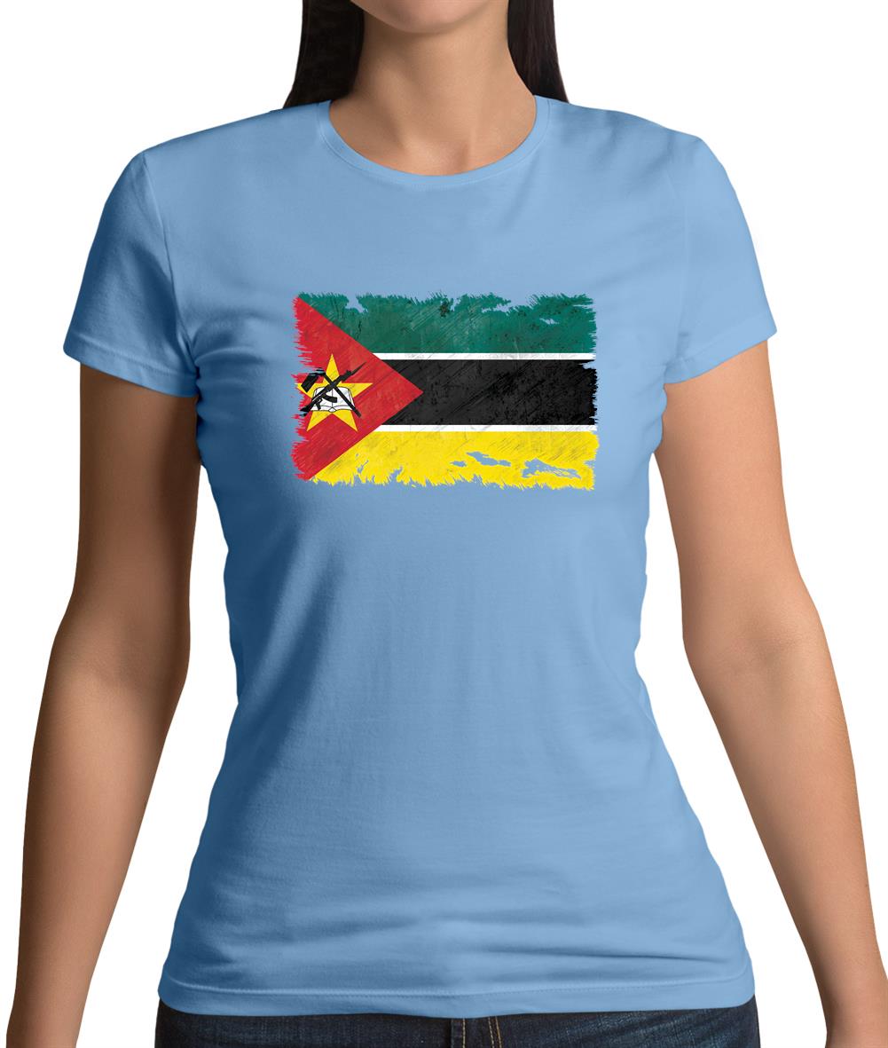 Mozambique Grunge Style Flag Womens T-Shirt