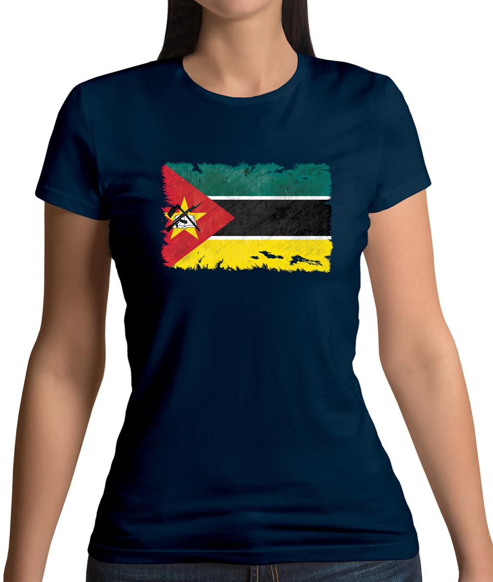 Mozambique Grunge Style Flag Womens T-Shirt