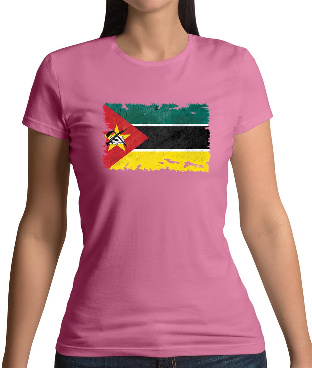 Mozambique Grunge Style Flag Womens T-Shirt