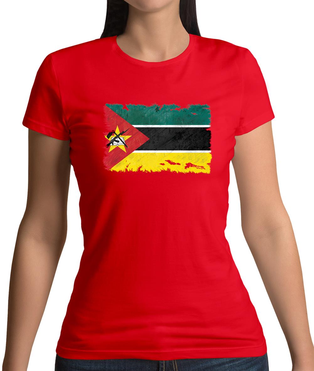 Mozambique Grunge Style Flag Womens T-Shirt