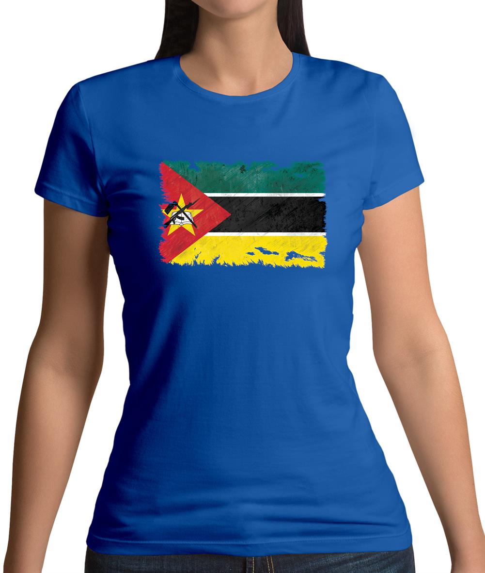 Mozambique Grunge Style Flag Womens T-Shirt