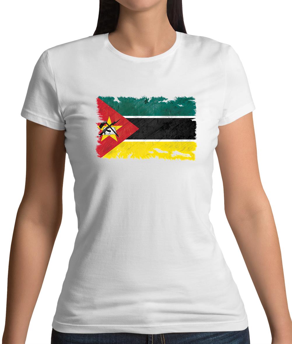 Mozambique Grunge Style Flag Womens T-Shirt