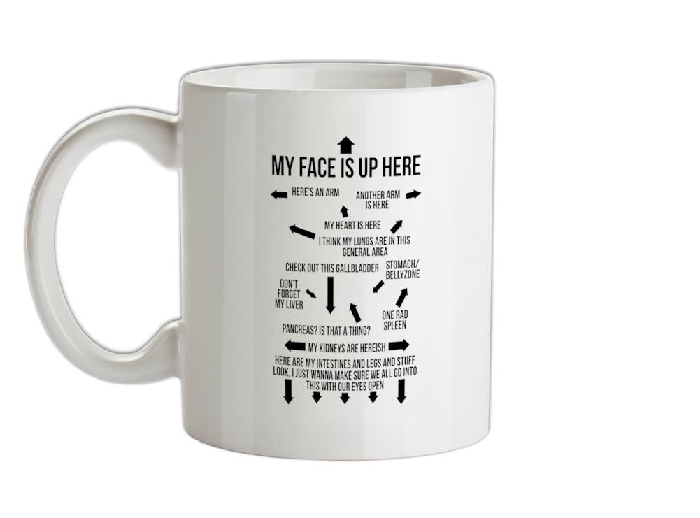 My Face Is Up Here Ceramic Mug