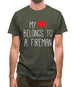 My Heart Belongs To A Fireman Mens T-Shirt