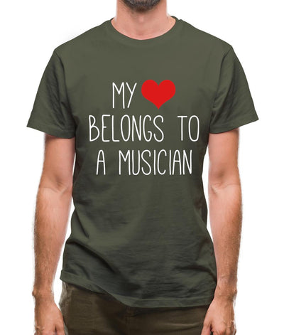 My Heart Belongs To A Musician Mens T-Shirt