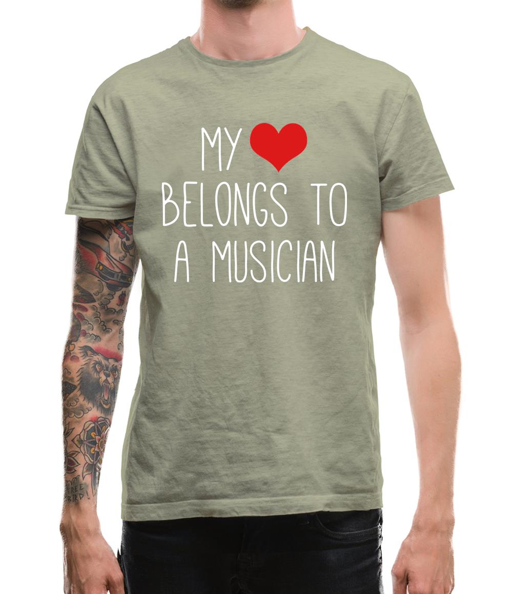 My Heart Belongs To A Musician Mens T-Shirt