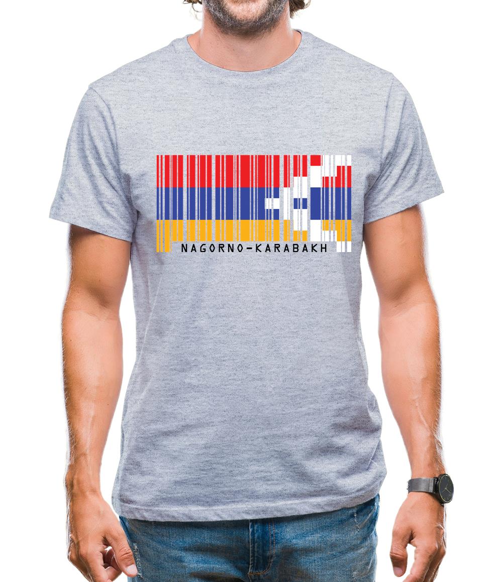 Nagorno-Karabakh Barcode Style Flag Mens T-Shirt
