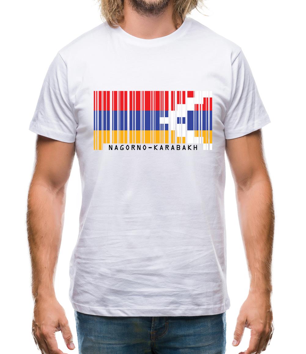 Nagorno-Karabakh Barcode Style Flag Mens T-Shirt