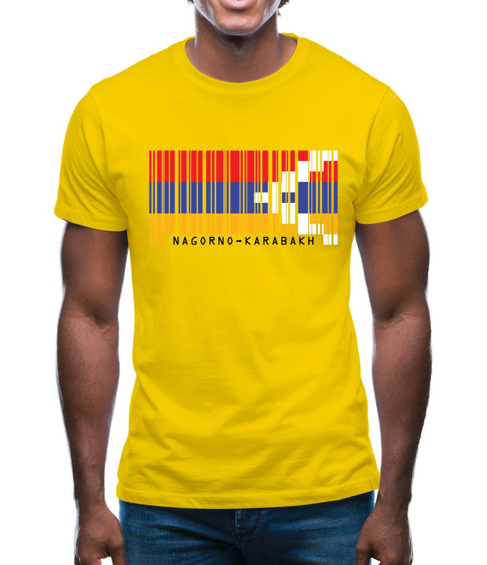 Nagorno-Karabakh Barcode Style Flag Mens T-Shirt