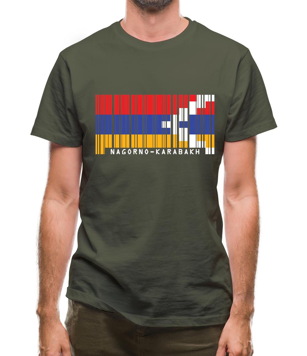 Nagorno-Karabakh Barcode Style Flag Mens T-Shirt