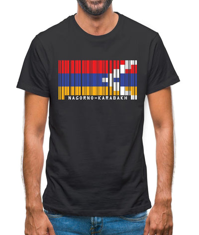 Nagorno-Karabakh Barcode Style Flag Mens T-Shirt