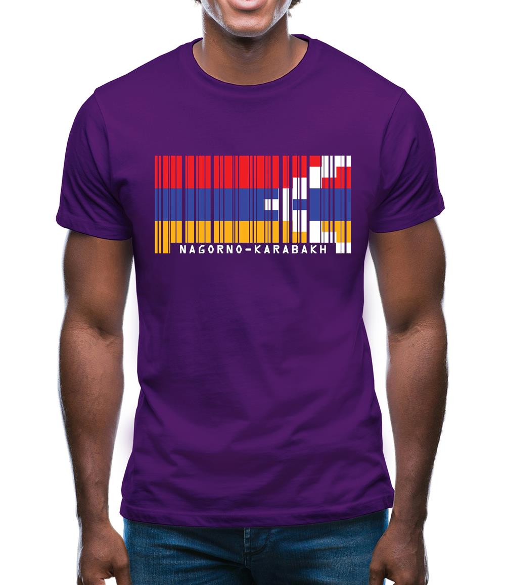 Nagorno-Karabakh Barcode Style Flag Mens T-Shirt
