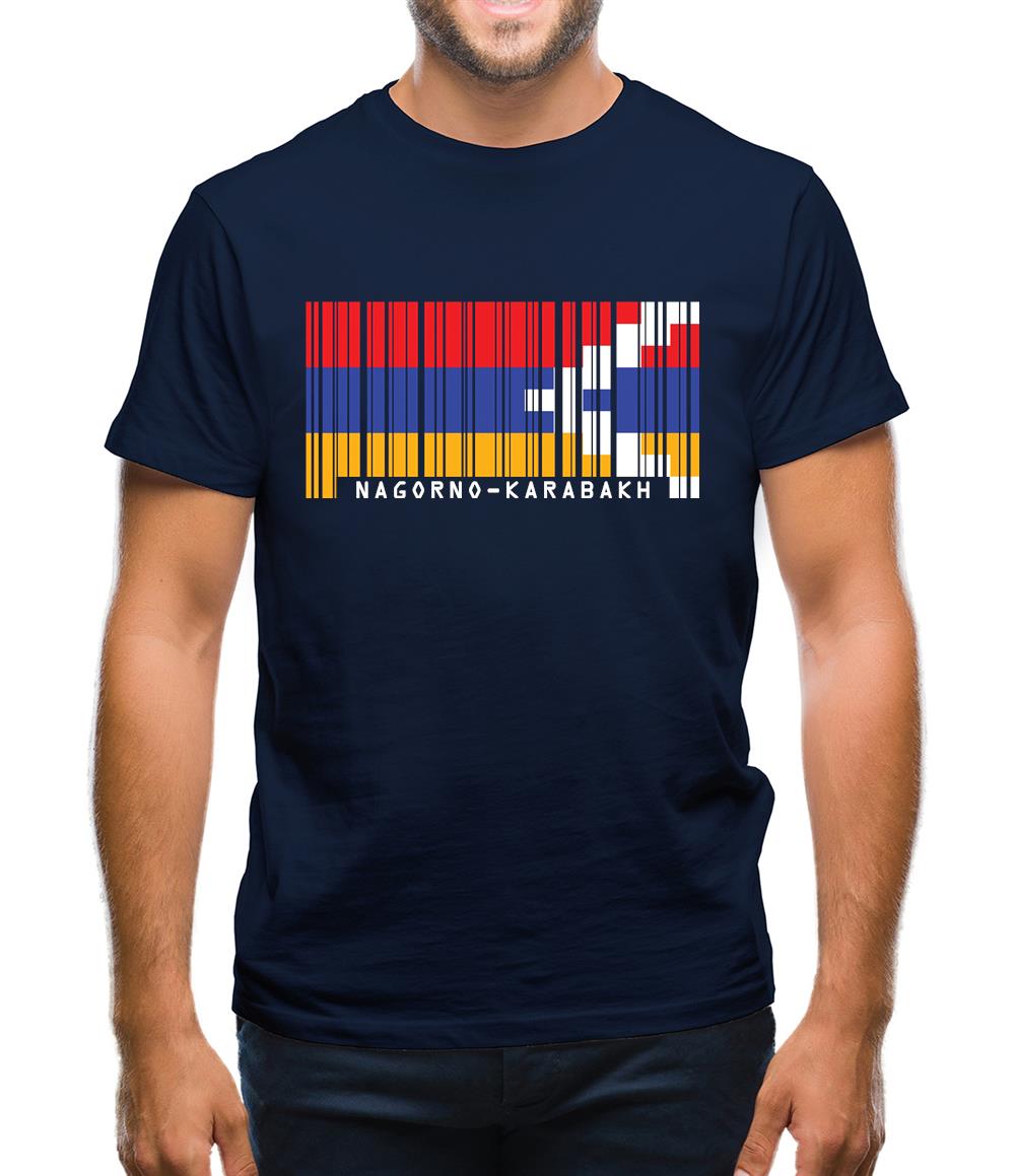 Nagorno-Karabakh Barcode Style Flag Mens T-Shirt