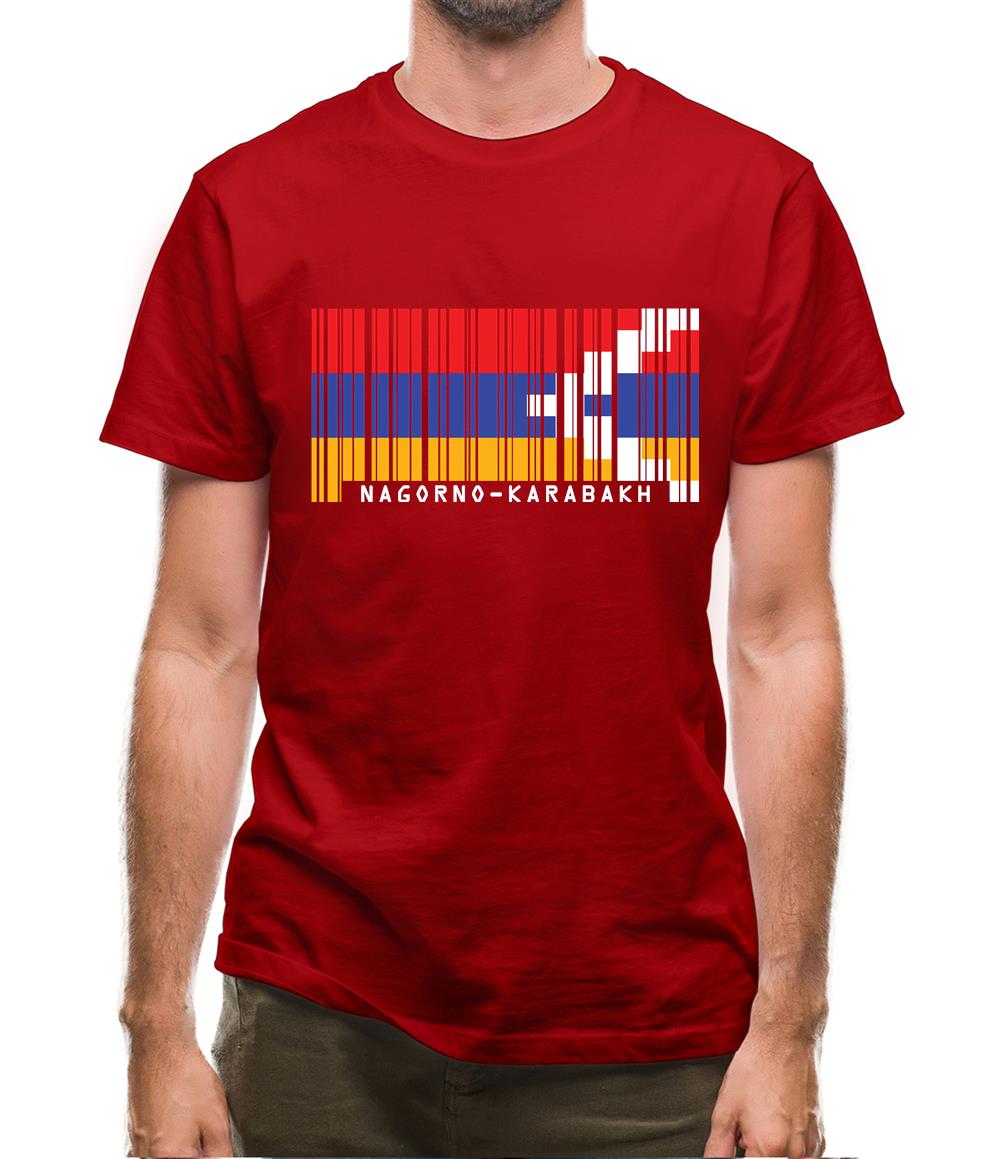 Nagorno-Karabakh Barcode Style Flag Mens T-Shirt