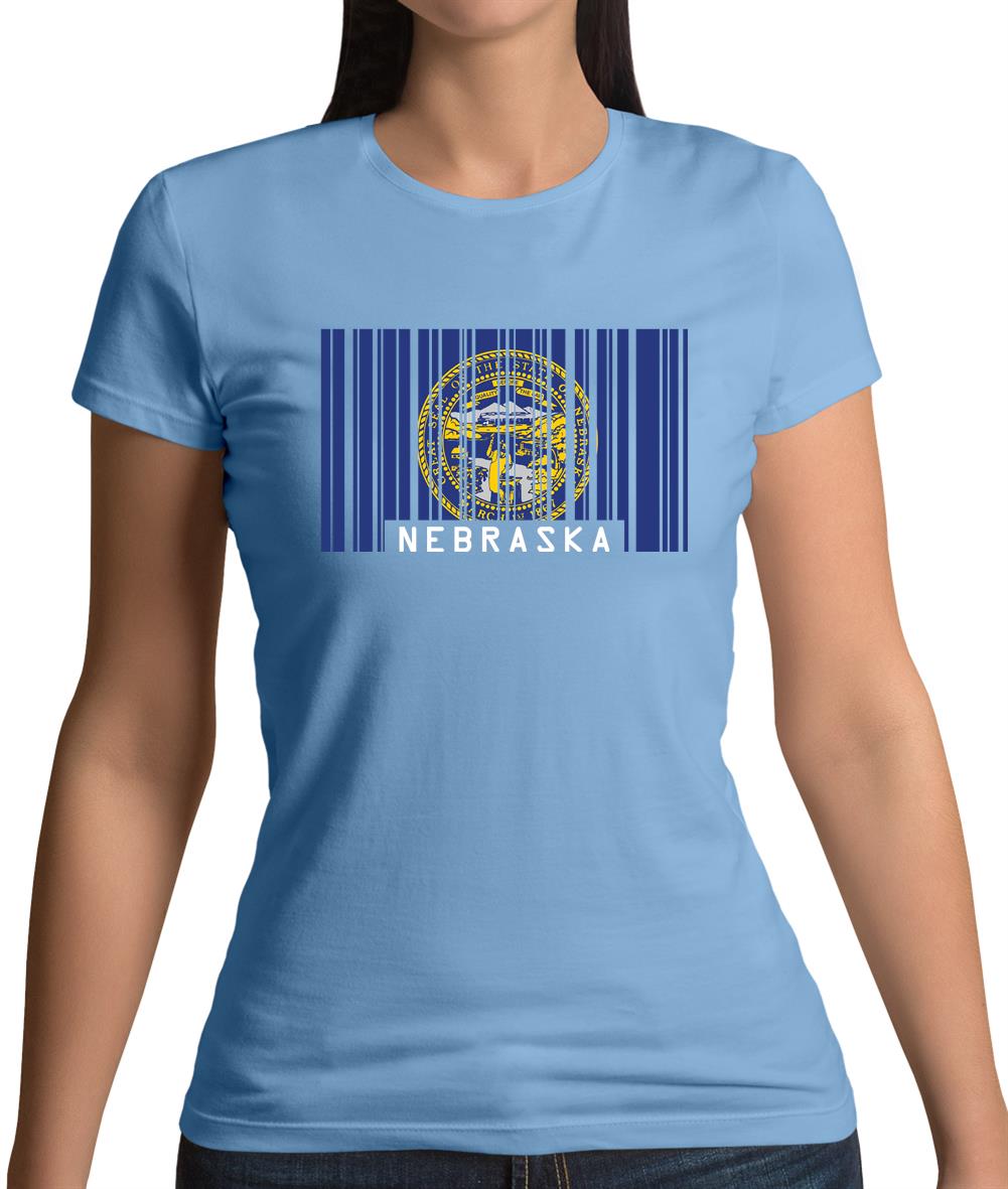 Nebraska Barcode Style Flag Womens T-Shirt