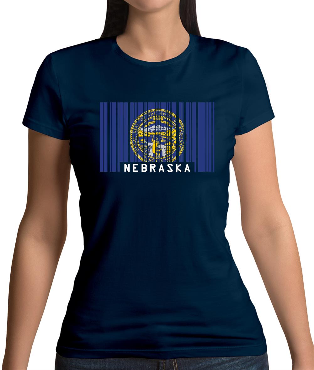Nebraska Barcode Style Flag Womens T-Shirt