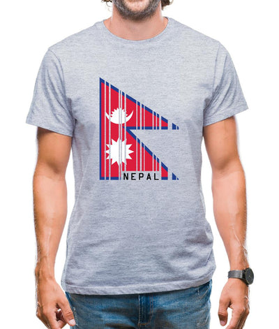 Nepal Barcode Style Flag Mens T-Shirt