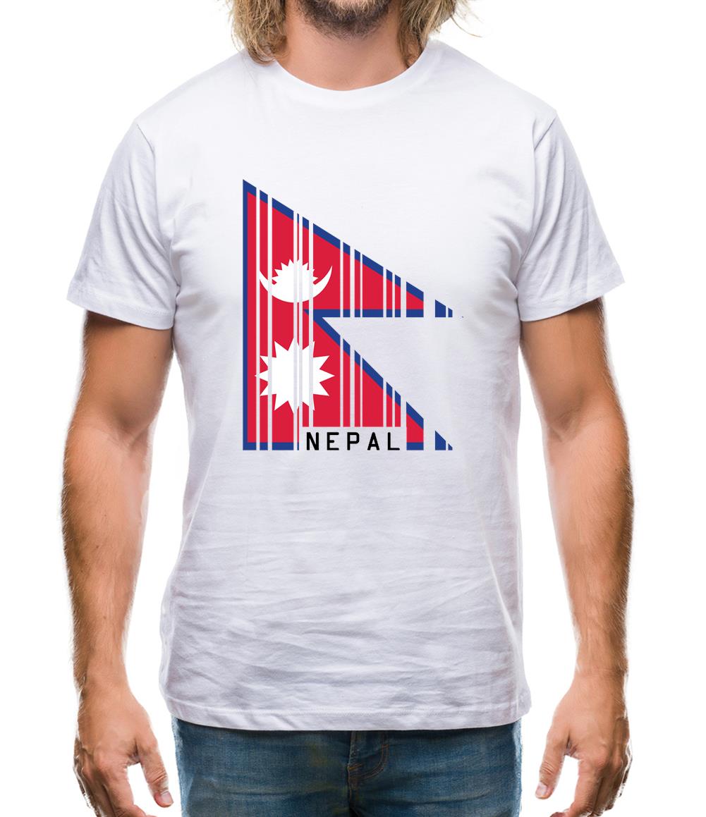 Nepal Barcode Style Flag Mens T-Shirt