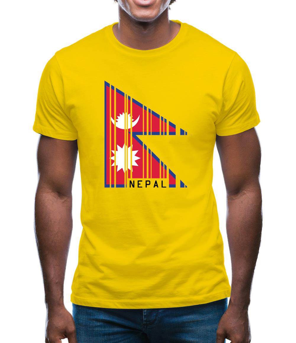 Nepal Barcode Style Flag Mens T-Shirt