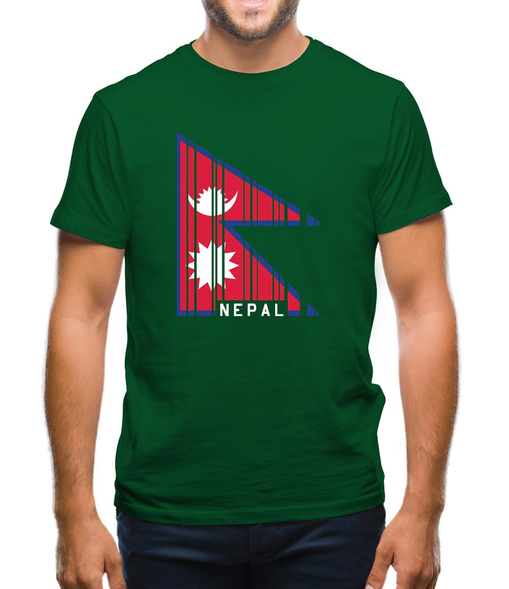Nepal Barcode Style Flag Mens T-Shirt