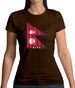Nepal Barcode Style Flag Womens T-Shirt