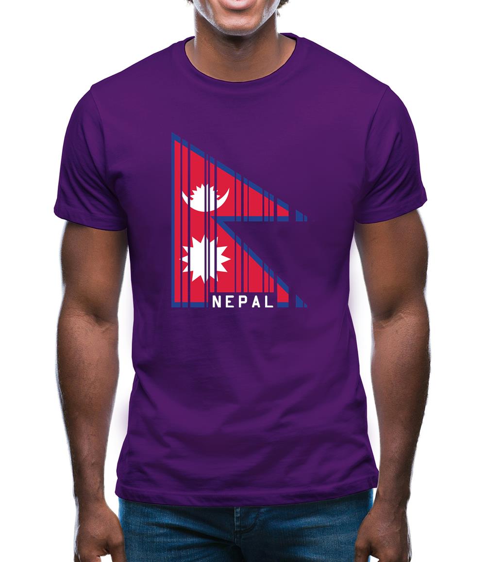 Nepal Barcode Style Flag Mens T-Shirt