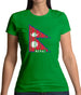 Nepal Barcode Style Flag Womens T-Shirt